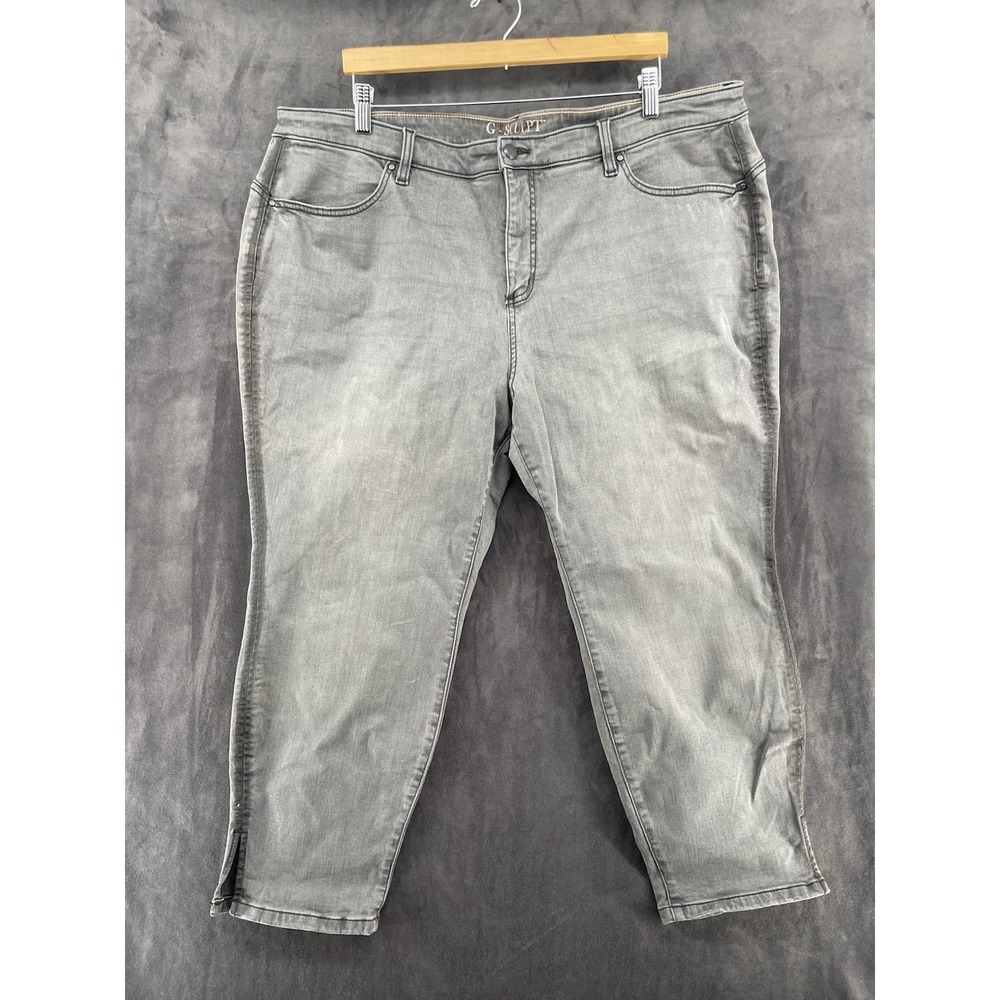 G Sculpt Women's Gray Wash Straight Crop Jeans Size 24WP Stretch Denim